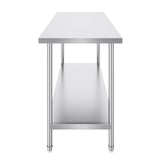 VEVOR Stainless Steel Prep Table, 24 x 72 x 34 Inch, Heavy Duty Metal Worktable with 3 Adjustable Height Levels, Commercial Workstation for Kitchen