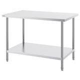 VEVOR Stainless Steel Prep Table, 30 x 48 x 34 Inch, Heavy Duty Metal Worktable with 3 Adjustable Height Levels, Commercial Workstation for Kitchen