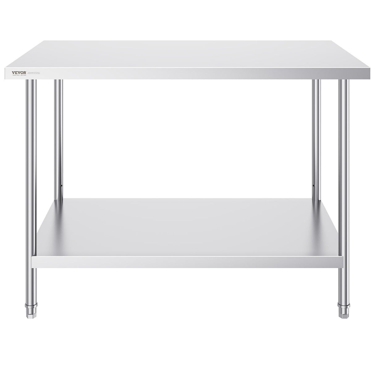 VEVOR Stainless Steel Prep Table, 30 x 48 x 34 Inch, Heavy Duty Metal Worktable with 3 Adjustable Height Levels, Commercial Workstation for Kitchen
