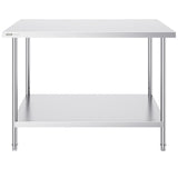 VEVOR Stainless Steel Prep Table, 30 x 48 x 34 Inch, Heavy Duty Metal Worktable with 3 Adjustable Height Levels, Commercial Workstation for Kitchen