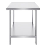 VEVOR Stainless Steel Prep Table, 30 x 48 x 34 Inch, Heavy Duty Metal Worktable with 3 Adjustable Height Levels, Commercial Workstation for Kitchen