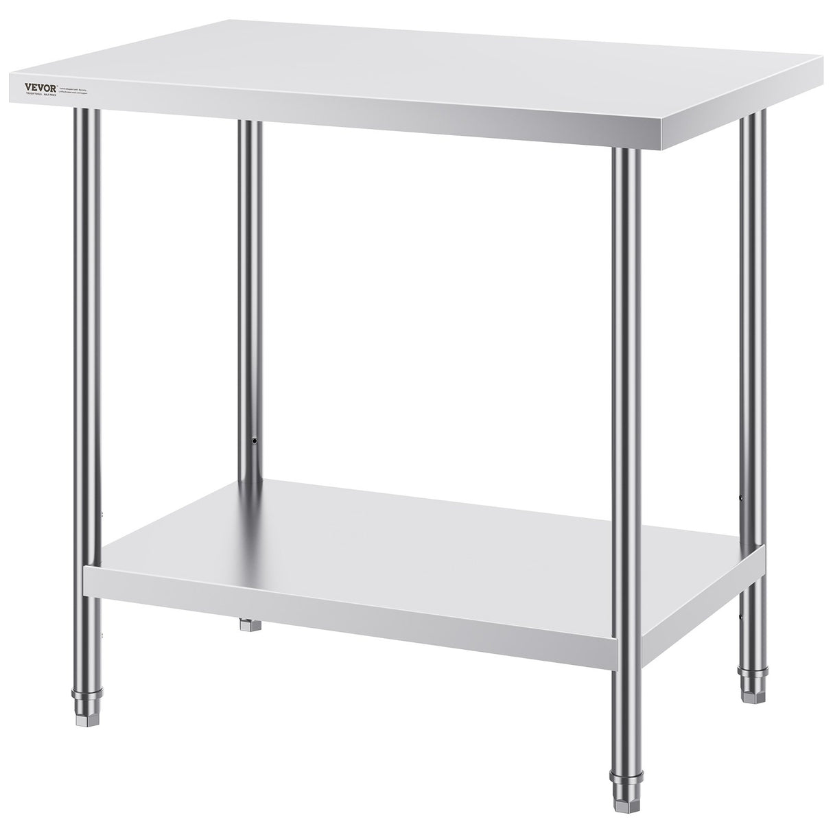 VEVOR Stainless Steel Prep Table, 24 x 36 x 34 Inch, Heavy Duty Metal Worktable with 3 Adjustable Height Levels, Commercial Workstation for Kitchen Garage Restaurant Backyard