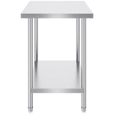 VEVOR Stainless Steel Prep Table, 24 x 36 x 34 Inch, Heavy Duty Metal Worktable with 3 Adjustable Height Levels, Commercial Workstation for Kitchen