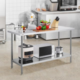VEVOR Stainless Steel Work Prep Table Commercial Worktable Food Prep 24x60x34in