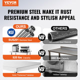 VEVOR Stainless Steel Prep Table, 30 x 72 x 34 Inch, Heavy Duty Metal Worktable with 3 Adjustable Height Levels, Commercial Workstation for Kitchen - Front View