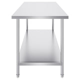 VEVOR Stainless Steel Prep Table, 30 x 72 x 34 Inch, Heavy Duty Metal Worktable with 3 Adjustable Height Levels, Commercial Workstation for Kitchen - Extra Image