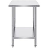VEVOR Stainless Steel Prep Table, 24 x 30 x 34 Inch, Heavy Duty Metal Worktable with 3 Adjustable Height Levels, Commercial Workstation for Kitchen
