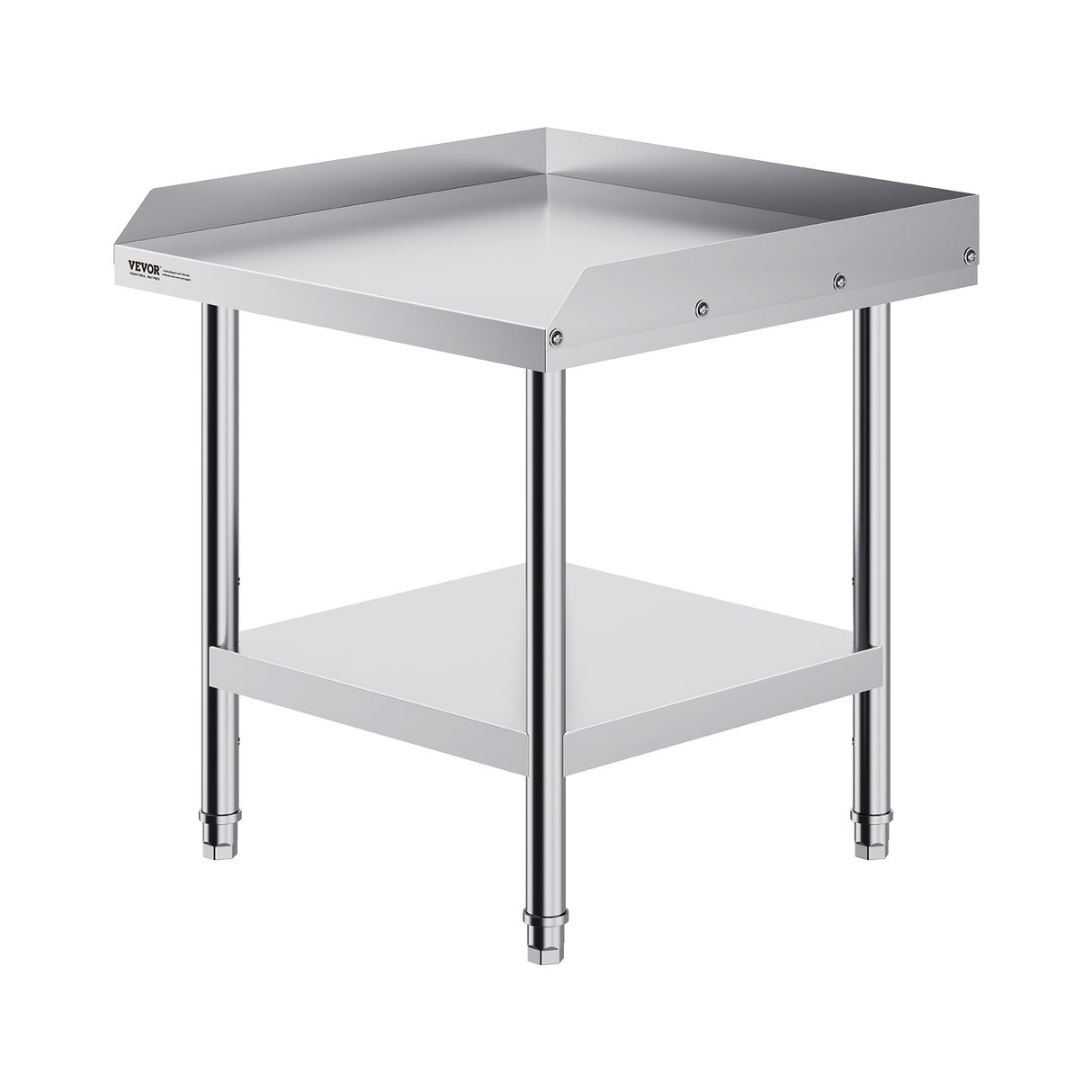 VEVOR Stainless Steel Work Table, 24 x 24 x 26 Inch Commercial Food Prep Worktable, 3-Sided Backspla