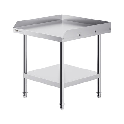 VEVOR Stainless Steel Work Table, 24 x 24 x 26 Inch Commercial Food Prep Worktable, 3-Sided Backspla
