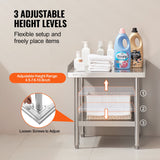 VEVOR Stainless Steel Work Table, 24 x 24 x 26 Inch Commercial Food Prep Worktable, 3-Sided Backsplash Heavy Duty Prep Worktable, Metal Work Table with Adjustable Height for Restaurant Home Hotel - 45-Degree Angle