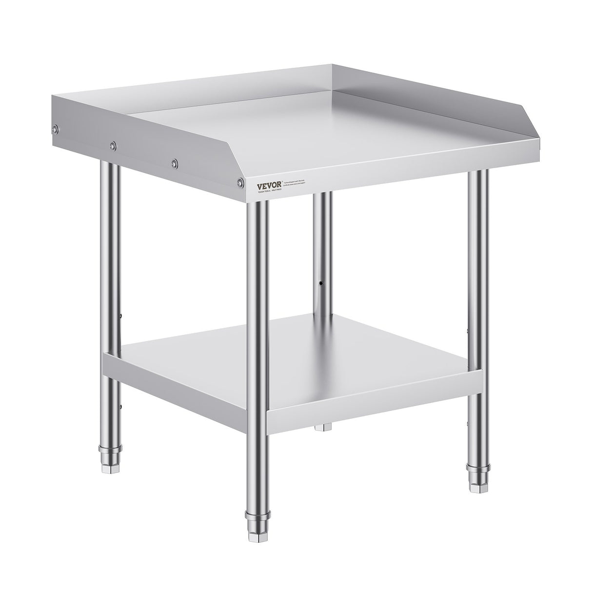 VEVOR Stainless Steel Work Table, 24 x 24 x 26 Inch Commercial Food Prep Worktable, 3-Sided Backspla