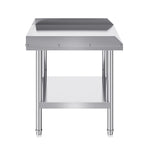Stainless Steel Work Table, 24 x 28 x 26 Inch Commercial Food Prep Worktable, 3-Sided Backsplash Heavy Duty Prep Worktable, Metal Work Table with Adjustable Height for Restaurant Home Hotel