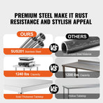 Stainless Steel Work Table, 24 x 28 x 26 Inch Commercial Food Prep Worktable, 3-Sided Backsplash Heavy Duty Prep Worktable, Metal Work Table with Adjustable Height for Restaurant Home Hotel