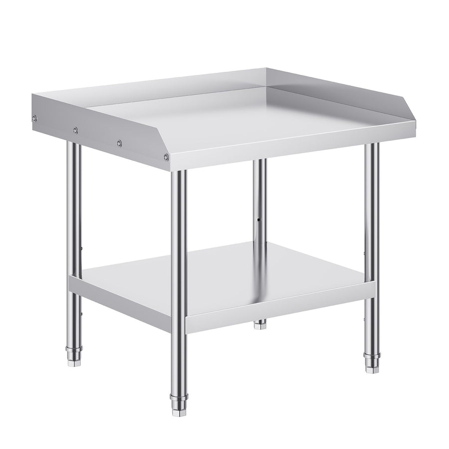 Stainless Steel Work Table, 24 x 28 x 26 Inch Commercial Food Prep Worktable, 3-Sided Backsplash Heavy Duty Prep Worktable, Metal Work Table with Adjustable Height for Restaurant Home Hotel