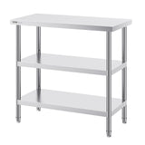 VEVOR Stainless Steel Food Prep Table, 18 x 36 x 34 Inch Commercial Kitchen Worktable, with 2 Adjustable Undershelf, Heavy Duty Prep Table Metal Work Table for BBQ, Kitchen, Home, and Garage