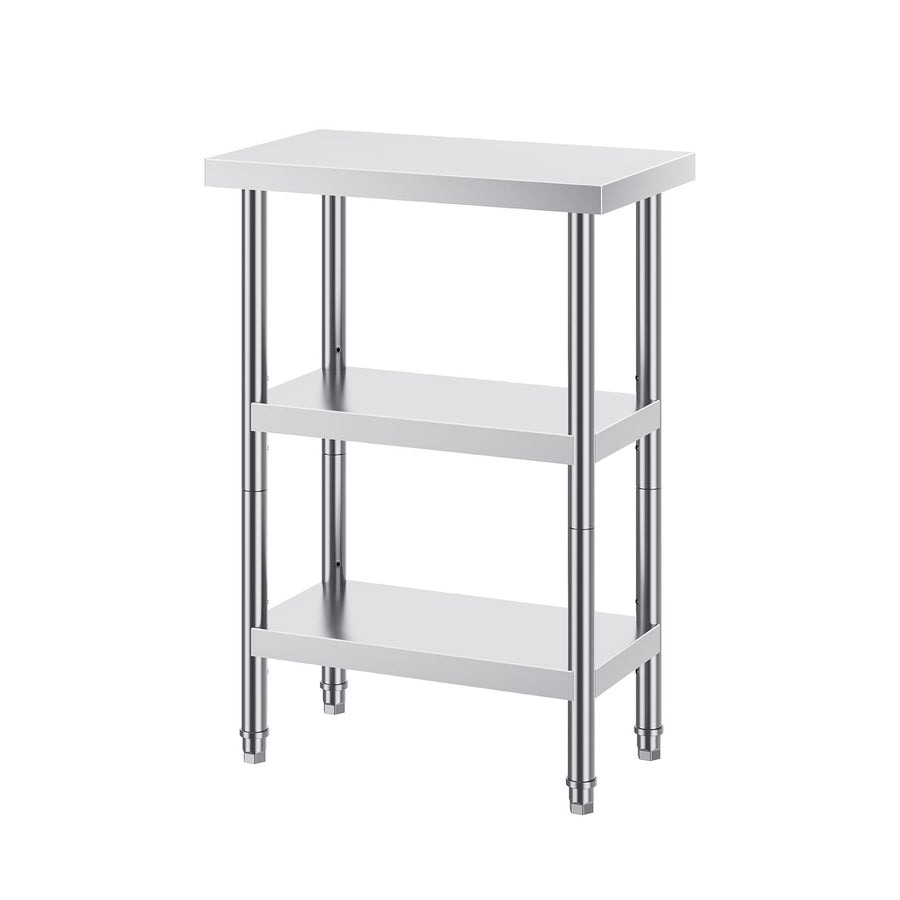 Stainless Steel Food Prep Table, 14 x 24 x 34 Inch Commercial Kitchen Worktable, with 2 Adjustable Undershelf, Heavy Duty Prep Table Metal Work Table for BBQ, Kitchen, Home, and Garage