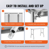 VEVOR Stainless Steel Kitchen Bench Folding Commercial Prep Table 1220x610 mm - Rear View
