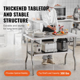 VEVOR Commercial Worktable Workstation Folding Commercial Prep Table 1220x610 mm - Side View