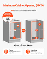 VEVOR Pullout Trash Can for Kitchen Cabinets, Garbage Waste Recycling Bin, Under Mount Waste Container, with Heavy Duty Metal Soft Close Sliding System and Door Kit, for Sink, Under Counter - 45-Degree Angle