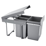 Pullout Trash Can for Kitchen Cabinets, 20+10+10L Double Under Sink Garbage Waste Recycling Bin, Under Mount Waste Container, with Heavy Duty Metal Full Extension Sliding System and Handle