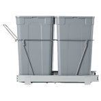 Pullout Trash Can for Kitchen Cabinets,Double Under Sink Garbage Waste Recycling Bin, Under Mount Waste Container, with Heavy Duty Metal Full Extension Sliding System and Handle