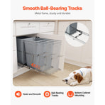 Pullout Trash Can for Kitchen Cabinets,Double Under Sink Garbage Waste Recycling Bin, Under Mount Waste Container, with Heavy Duty Metal Full Extension Sliding System and Handle