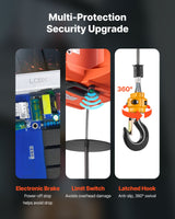 VEVOR 3-in-1 Electric Hoist Winch, 700 kg Capacity, 1500W Portable Power Winch Crane, 7.6 m Lifting Height, 5 m/min with Manual, Wired and Wireless Remote Control for Factory, Warehouss, Garage - Side View