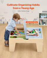 VEVOR Multi-Purpose Activity Play Table 290 Building Bricks & 30 PCS Accessories - 45-Degree Angle