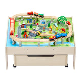 VEVOR Train Table 100 PCS Wooden Kids Activity Table with Rolling Storage Drawer - Extra Image