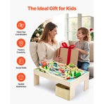 Train Table, 84 Multicolor Pieces Wooden Kids Activity Table with Collapsible Storage Bin, 3-in-1 Wooden Train Set for Gaming, Drawing, Reading, Eating, Creative Toy Set for Kids Ages 3+