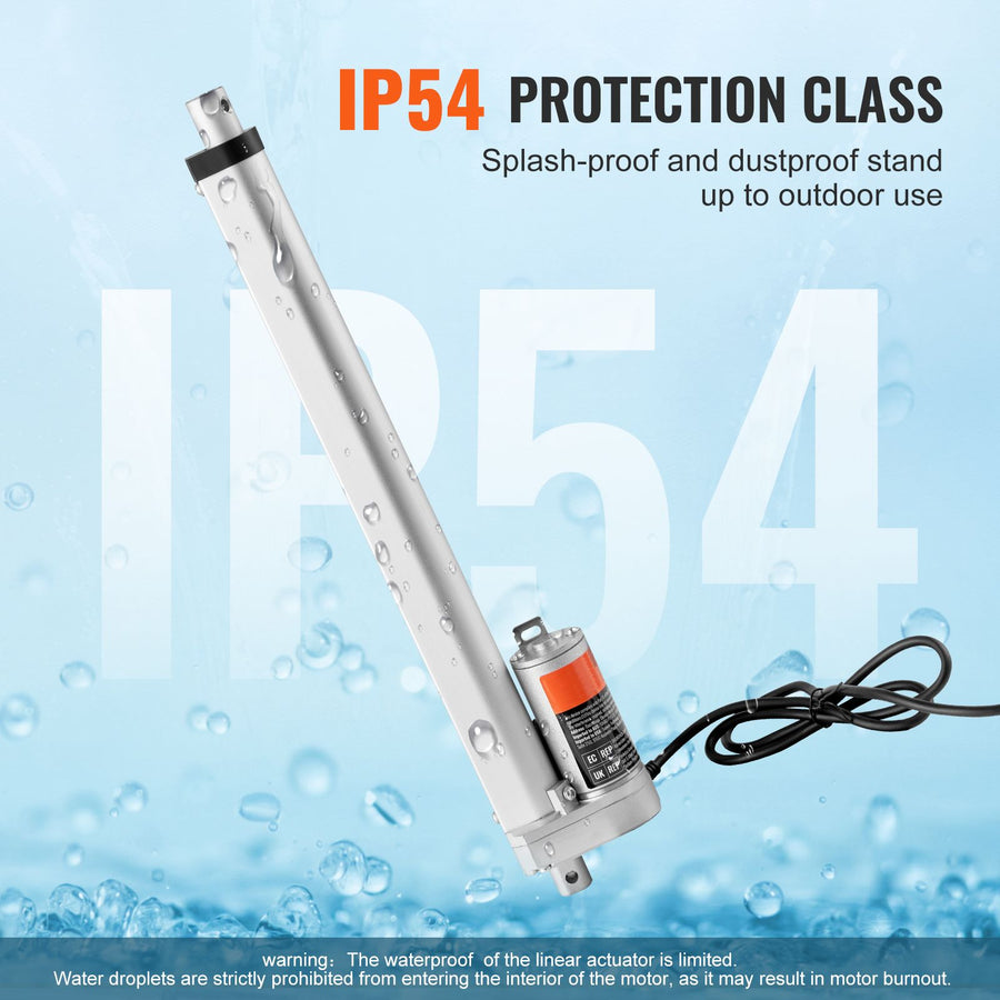 Linear Actuator 12V, 12 Inch High Speed 0.55"/s Linear Actuator, 220lbs/1000N Linear Motion Actuator with Mounting Bracket and IP54 Protection
