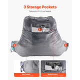 Reading Pillow, Large Size Bed Pillow with Shredded Memory Foam, Back Pillow with 3 Pockets and Washable Short Velvet Cloth, Top with Handle, for Watching TV, Reading, Gaming, Resting, Grey - 45-Degree Angle