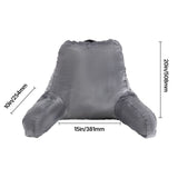 Reading Pillow, Large Size Bed Pillow with Shredded Memory Foam, Back Pillow with 3 Pockets and Washable Short Velvet Cloth, Top with Handle, for Watching TV, Reading, Gaming, Resting, Grey