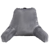 Reading Pillow, Large Size Bed Pillow with Shredded Memory Foam, Back Pillow with 3 Pockets and Washable Short Velvet Cloth, Top with Handle, for Watching TV, Reading, Gaming, Resting, Grey