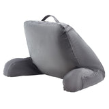 Reading Pillow, Large Size Bed Pillow with Shredded Memory Foam, Back Pillow with 3 Pockets and Washable Short Velvet Cloth, Top with Handle, for Watching TV, Reading, Gaming, Resting, Grey