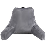 Reading Pillow, Large Size Bed Pillow with Shredded Memory Foam, Back Pillow with 3 Pockets and Washable Short Velvet Cloth, Top with Handle, for Watching TV, Reading, Gaming, Resting, Grey