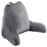 Reading Pillow, Large Size Bed Pillow with Shredded Memory Foam, Back Pillow with 3 Pockets and Washable Short Velvet Cloth, Top with Handle, for Watching TV, Reading, Gaming, Resting, Grey