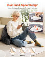 VEVOR Reading Pillow Standard Size Bed Pillow with Shredded Memory Foam Washable - Side View