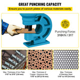 VEVOR CH-60 Hydraulic Hole Punching Tool 31T Hole Digger Force Puncher Smooth Hole Puncher for Iron Plate Copper Bar Aluminum Stainless Steel - Side View