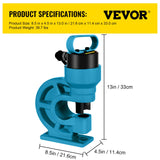 VEVOR CH-60 Hydraulic Hole Punching Tool 31T Hole Digger Force Puncher Smooth Hole Puncher for Iron Plate Copper Bar Aluminum Stainless Steel - Close-Up Angle