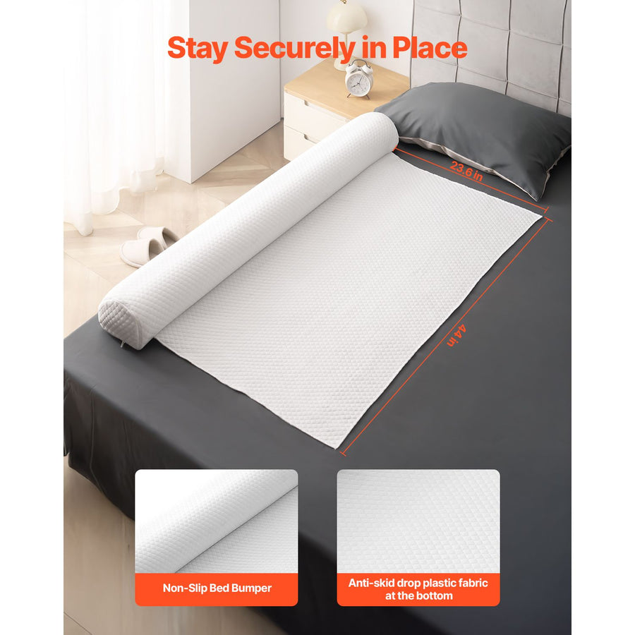 Bed Bumper for Toddlers, 52-inch Inflatable Bed Guard Rail with Safety Flap, 2-Pack Toddler Bedrail Bumpers with Non-Slip Bottom & Machine-Washable Cover for Twin, Full, Queen and King Beds