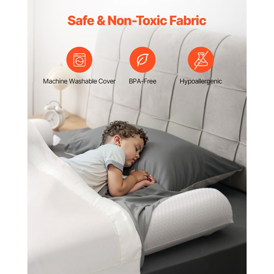 Bed Bumper for Toddlers, 52-inch Inflatable Bed Guard Rail with Safety Flap, 2-Pack Toddler Bedrail Bumpers with Non-Slip Bottom & Machine-Washable Cover for Twin, Full, Queen and King Beds