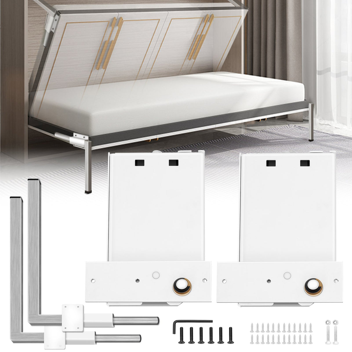 VEVOR DIY Murphy Bed Springs Mechanism Hardware Kit Horizontal for Twin Size Bed