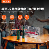VEVOR Acrylic Raffle Drum, Holds 2500 Tickets or 100 Raffle Balls, Professional Raffle Ticket Spinning Cage with 2 Keys, Transparent Lottery Spinning Drawing, Raffle Ticket Box for Lottery Games Bingo - Front View