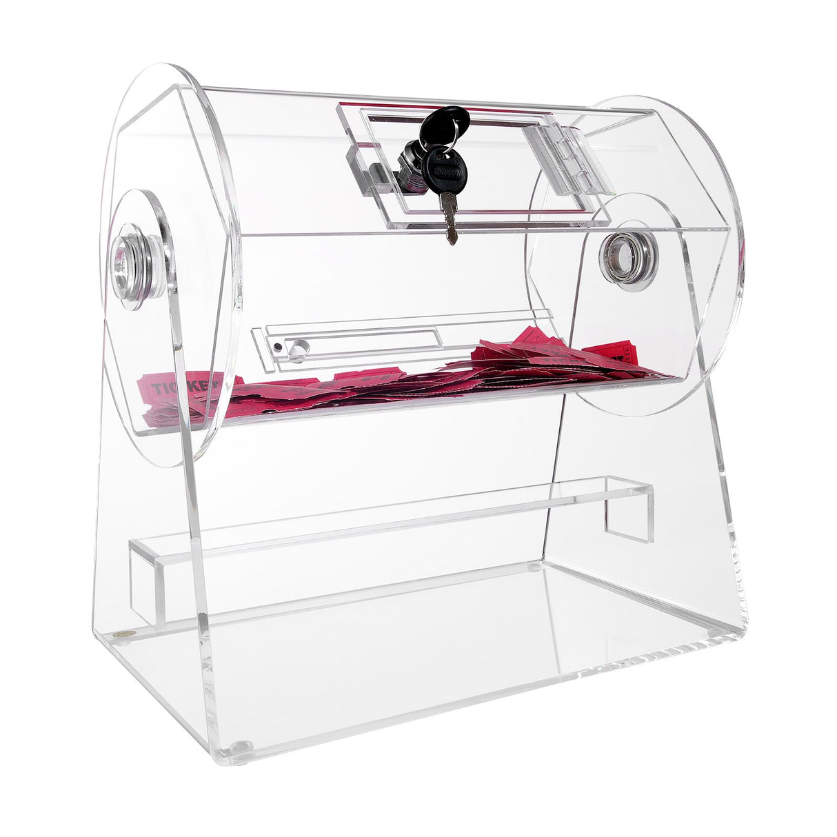 VEVOR Acrylic Raffle Drum, Holds 2500 Tickets or 100 Raffle Balls, Professional Raffle Ticket Spinning Cage with 2 Keys, Transparent Lottery Spinning Drawing, Raffle Ticket Box for Lottery Games Bingo