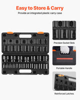 Impact Socket Set 1/2 Inches 19 Piece Impact Sockets, Standard Socket Assortment, 1/2 Inches Drive Socket Set Impact Standard SAE (3/8 Inches to 1-1/2 Inches) 6-point Hex Sockets - Rear View