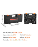 Impact Socket Set 1/2 Inches 19 Piece Impact Sockets, Standard Socket Assortment, 1/2 Inches Drive Socket Set Impact Standard SAE (3/8 Inches to 1-1/2 Inches) 6-point Hex Sockets - Close-Up Angle