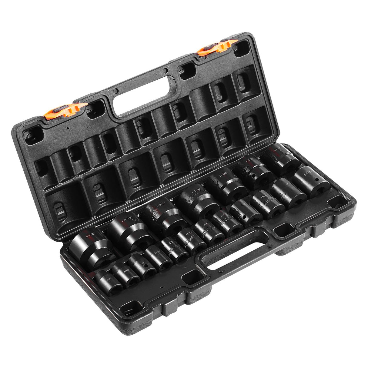 Impact Socket Set 1/2 Inches 19 Piece Impact Sockets, Standard Socket Assortment, 1/2 Inches Drive Socket Set Impact Standard SAE (3/8 Inches to 1-1/2 Inches) 6-point Hex Sockets