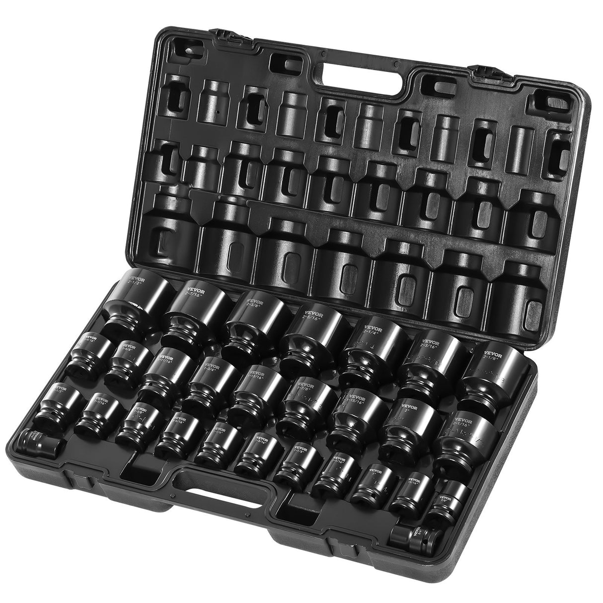 VEVOR Impact Socket Set 3/4 Inches 29 Piece Impact Sockets, 6-Point Sockets, Rugged Construction, CR-M0, 3/4 Inches Drive Socket Set Impact SAE 3/4