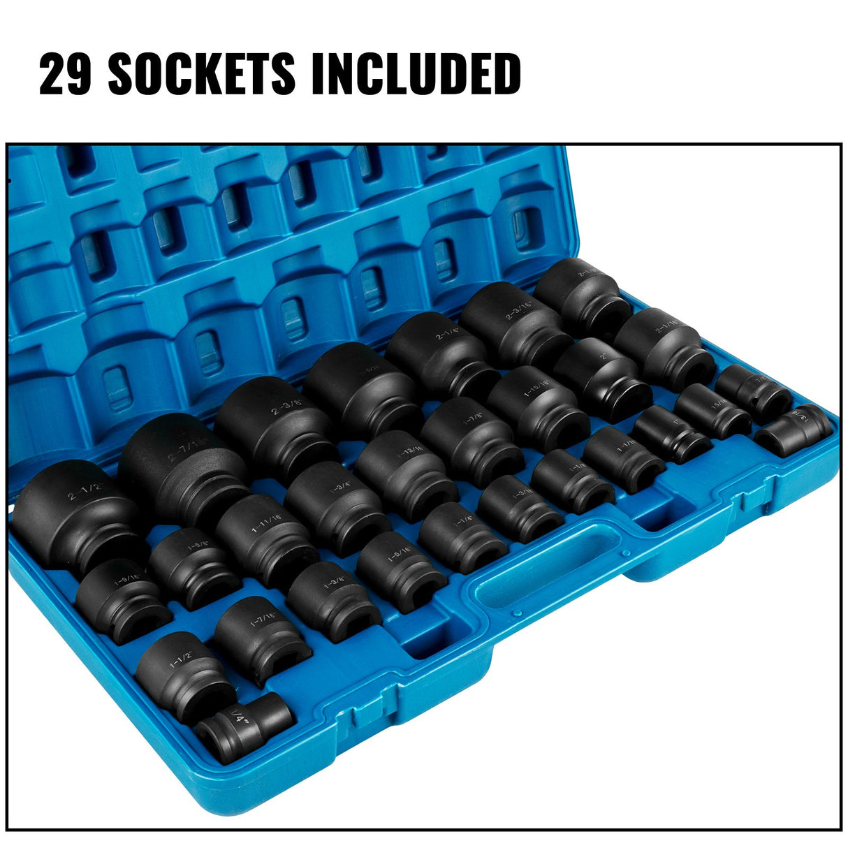 VEVOR Impact Socket Set 3/4 Inches 29 Piece Impact Sockets, 6-Point Sockets, Rugged Construction, CR-M0, 3/4 Inches Drive Socket Set Impact SAE 3/4